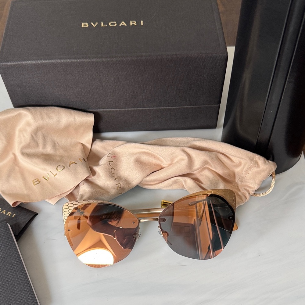 Bulgari Gold-Tone Sunglasses with Brown Lenses